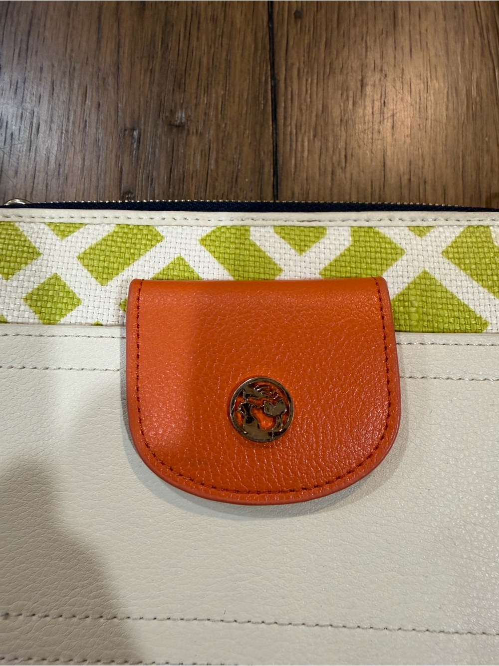 Spartina 449 Cream, Orange & Lime Crossbody Wallet like new - Picture 2 of 8